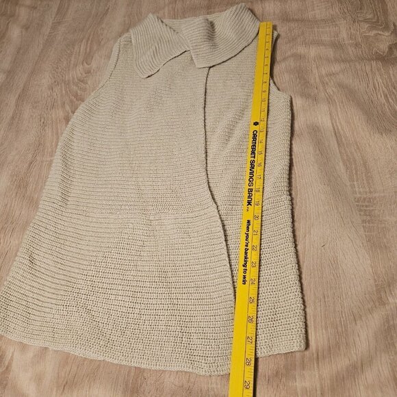 Chicos Size 2 Us Large Womens Sweater Vest Snap Front Cream Color Wool Blend - Picture 8 of 8